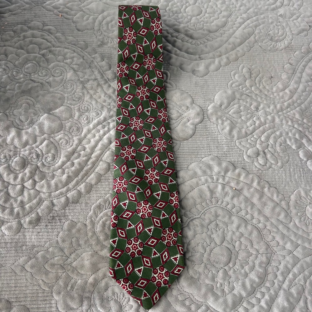 Polo Ralph Lauren Mens Silk Tie Geometric Medallion Made in USA Hand Made